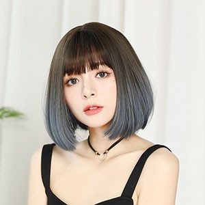 グラデーション カラー ボブ ウィッグ パーソナル カラー 韓国 女子 前髪 ウィッグ
